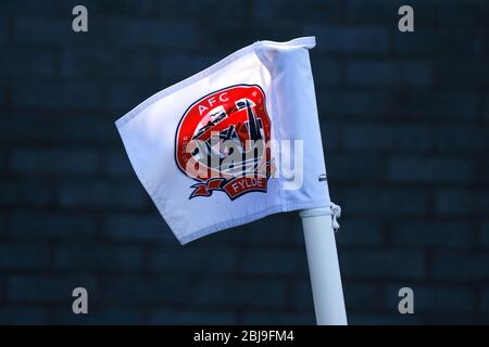 Badge AFC Fylde Club sulla bandiera d'angolo Foto Stock