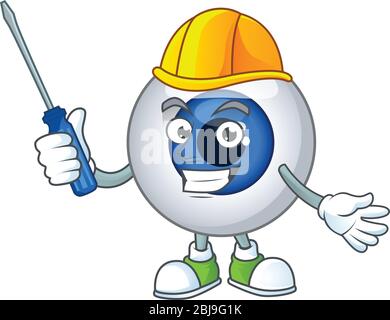 Palla intelligente per gli occhi umani per uso automobilistico presentata in stile mascotte Illustrazione Vettoriale