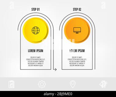 Template vettoriale cerchio infographics. Il concetto di business con 2 opzioni e le etichette. Due passi per i diagrammi, del diagramma di flusso, la timeline Illustrazione Vettoriale