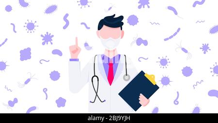 Poster di progettazione in stile piatto del concetto di banner di vaccinazione. Illustrazione Vettoriale