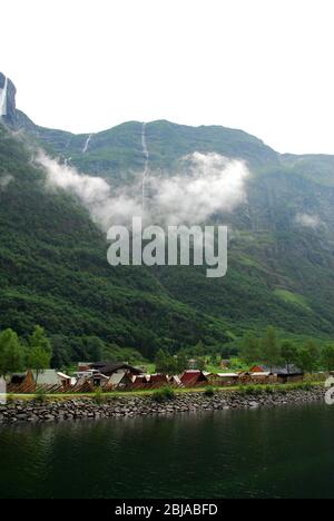 Norvegia, Gudvangen fjord 01 Foto Stock