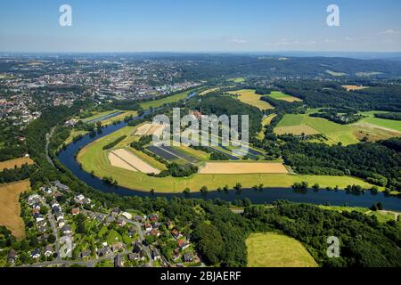 , opere d'acqua Witten, museo industriale LWL-Industriemuseum Zeche Nachtigall, 19.07.2016, vista aerea , Germania, Nord Reno-Westfalia, Ruhr Area, Witten Foto Stock