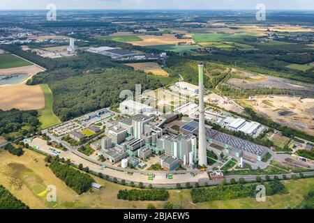 Impianto di smaltimento rifiuti Asdonkshof, 08/08/2019, vista aerea, Germania, Renania settentrionale-Vestfalia, Area della Ruhr, Kamp-Lintfort Foto Stock