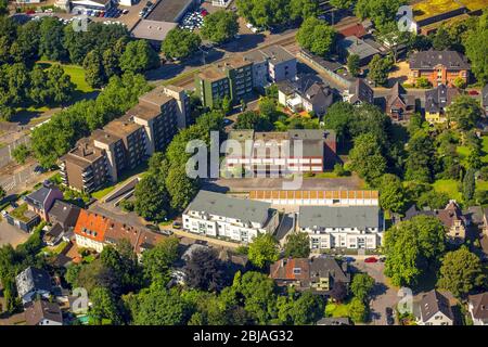 , case di appartamenti di nuova costruzione a Turmstrasse in Gelsenkirchen-Buer, 19.07.2016, vista aerea, Germania, Nord Reno-Westfalia, Ruhr Area, Gelsenkirchen Foto Stock