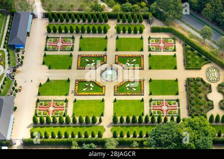 Abbazia di Kamp, giardini terrazzati, Landesgartenschau 2020, 08/08/2019, vista aerea, Germania, Renania Settentrionale-Vestfalia, Area della Ruhr, Kamp-Lintfort Foto Stock