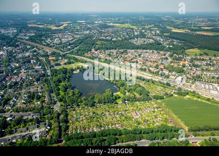 , North Park stagno a Gladbeck, 19.07.2016, vista aerea, Germania, Nord Reno-Westfalia, Ruhr Area, Gladbeck Foto Stock