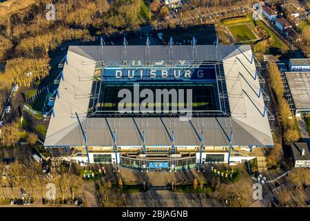 Stadio di calcio Schauinsland-Reisen-Arena, MSV Duisburg Arena, Sportpark Duisburg, 02/07/2020, vista aerea, Germania, Renania Settentrionale-Vestfalia, Ruhr Area, Duisburg Foto Stock