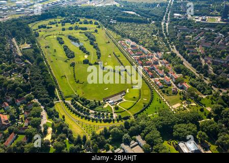 , terreni del campo da golf presso il Golfclub Schloss Horst e.V. su Johannastrasse in Gelsenkirchen, 19.07.2016, vista aerea, Germania, Nord Reno-Westfalia, Ruhr Area, Gelsenkirchen Foto Stock