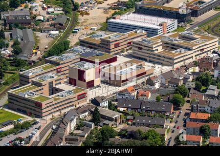 Cantiere per la costruzione del nuovo edificio dell'Università di Duisburg, Hochschule Ruhr West, a Muelheim an der Ruhr, 07.07.2016, vista aerea, Germania, Renania Settentrionale-Vestfalia, Ruhr Area, Muelheim/Ruhr Foto Stock