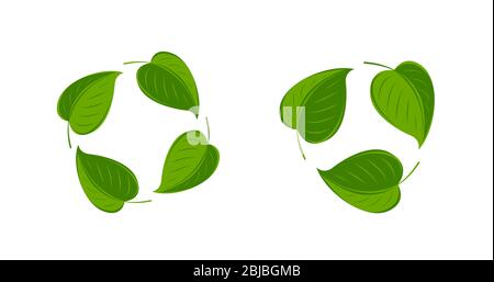 Astratto sfera verde foglie logo. Natura, illustrazione vettoriale dei simboli ambientali Illustrazione Vettoriale