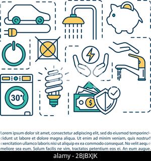 Risparmio di denaro suggerimenti icona concetto con testo Illustrazione Vettoriale