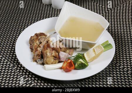 Carne di agnello bollito e zuppa di Mutton Foto Stock