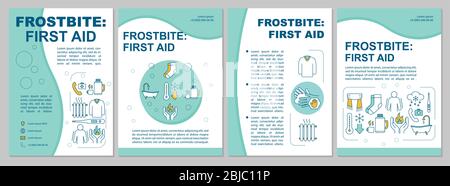 Modello di opuscolo per terapia con congelamento, ipotermia di pronto soccorso. Opuscolo, opuscolo, stampa di opuscoli, copertina con icone lineari. Layout vettoriali per Illustrazione Vettoriale