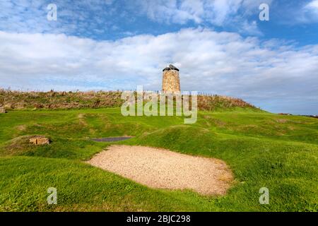 11989s-f mulino a vento di disuso, St Monans, Fife, Scozia Foto Stock