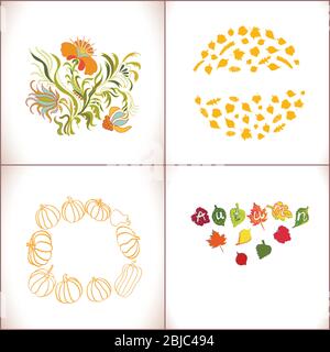 Autunno foglie su sfondo bianco. Collezione autunno Illustrazione Vettoriale