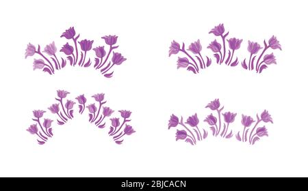 Set di fiori d'epoca. Tulipano primaverile isolato Illustrazione Vettoriale