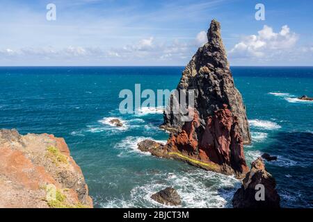 Formazione rocciosa famosa a Sao Lourence; Madeira Foto Stock