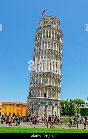 La Torre Pendente di Pisa, Toscana, Italia. Foto Stock