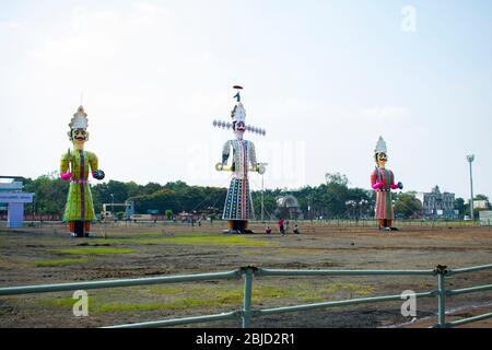 Celebrazione di Dussehra (India) ravana kumbhakarna meghnath Foto Stock