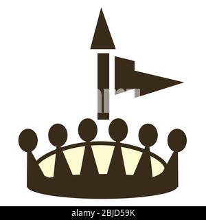 Icone medievali, bandiera standard e corona monarchi Illustrazione Vettoriale