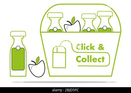 Fare clic e raccogliere il collegamento per lo shopping su Internet Illustrazione Vettoriale