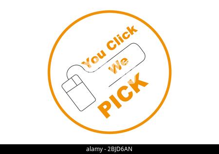 Fare clic e raccogliere il collegamento per lo shopping su Internet Illustrazione Vettoriale