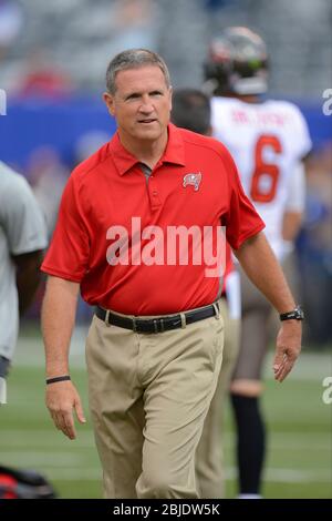 16 settembre 2012: Tampa Bay Buccaneers coordinatore difensivo Bill Sheridan durante una settimana 2 NFL NFC Matchup tra i Tampa Bay Buccaneers e New Y Foto Stock