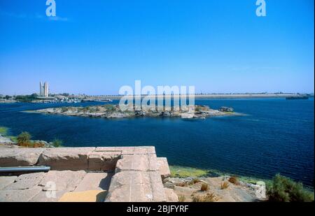 Alta Diga Aswan Egitto Lago Nasser da Kalabsha Foto Stock