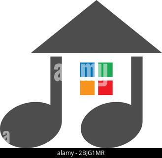 Illustrazione dell'icona del logo Music House Illustrazione Vettoriale