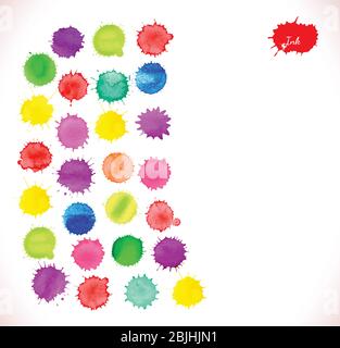 Set di tinte vettoriali acquerello colori arcobaleno. Spot vettoriale di acquerello Illustrazione Vettoriale