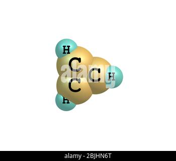 Il ciclopropene è un composto organico di formula C3H4. È il cicloalchene più semplice. Ha una struttura triangolare Foto Stock