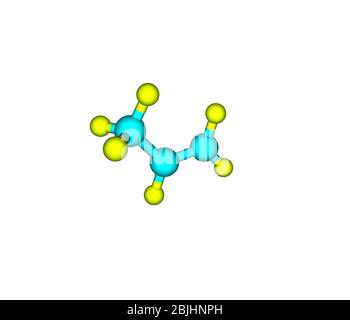 Il propene (propilene, metiletilene) è un composto organico insaturo avente formula chimica C3H6 Foto Stock