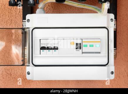 Unità di controllo a parete dei pannelli solari Foto Stock