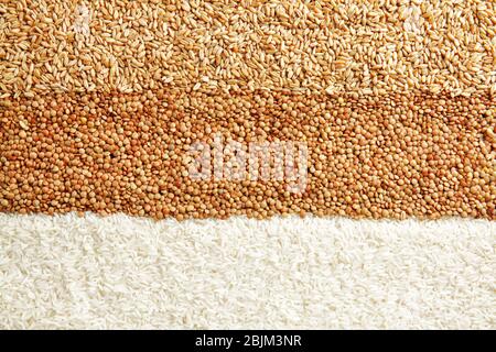 Tipi differenti di cereali e legumi Foto Stock