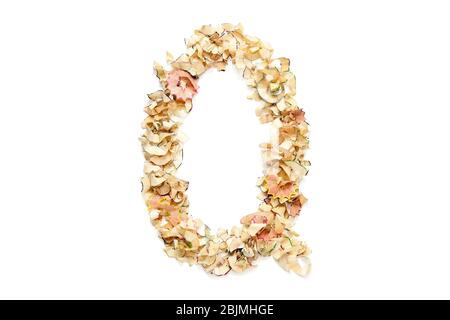 Lettera Q realizzata con trucioli colorati per l'uso nel disegno. Foto Stock