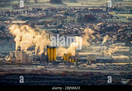 Area industriale Oelmuehle Broekelmann a Datteln-Hamm-Kanal a Hamm, 29.11.2016, vista aerea, Germania, Renania Settentrionale-Vestfalia, Area della Ruhr, Hamm Foto Stock