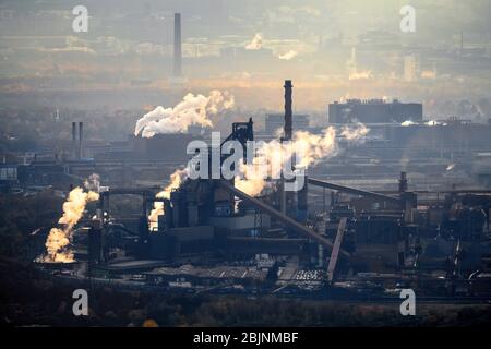 ThyssenKrupp Steel a Duisburg, 23.11.2016, vista aerea, Germania, Renania settentrionale-Vestfalia, Area della Ruhr, Duisburg Foto Stock