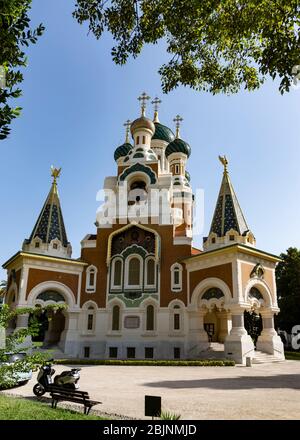 Cattedrale ortodossa russa di San Nicola, Nizza, Costa Azzurra, Francia. Foto Stock