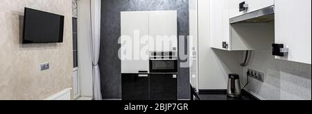 casa moderna accogliente cucina luminosa, design degli interni elegante Foto Stock