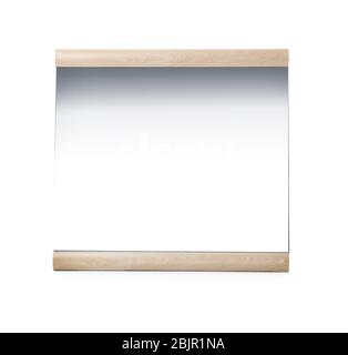 Grande specchio moderno su sfondo bianco Foto Stock
