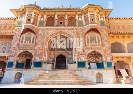 Ganesh Pol Gates nel Forte Amber di Jaipur, India Foto Stock