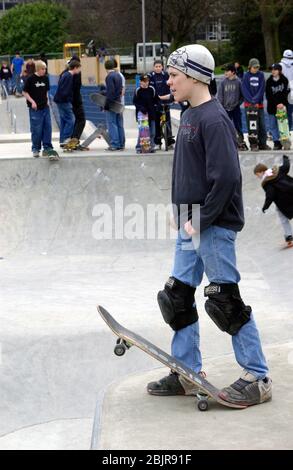 Skateboard Park presso Exhibition Park; Newcastle-upon-Tyne; NE England; UK Foto Stock