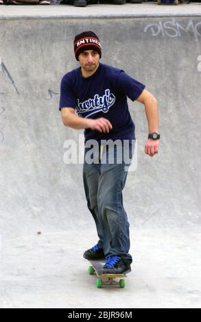 Skateboard Park presso Exhibition Park; Newcastle-upon-Tyne; NE England; UK Foto Stock