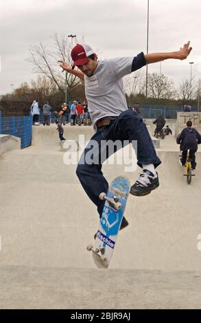 Skateboard Park presso Exhibition Park; Newcastle-upon-Tyne; NE England; UK Foto Stock