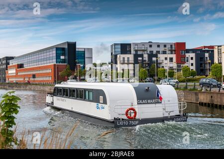 Calais, Francia - 07 maggio 2019: Majest'in di Calais.The Majest'in è una barca usata per trasportare la gente della città di Calais Foto Stock