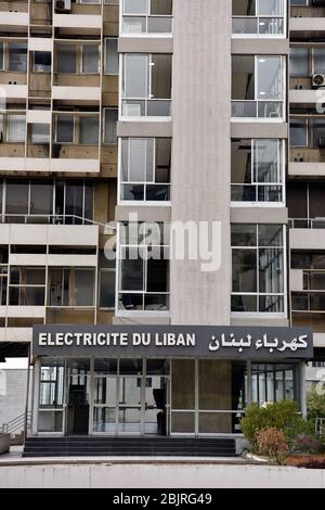 Facciata dell'edificio Electricite Du Liban (EDL), Beirut est, Libano. Foto Stock