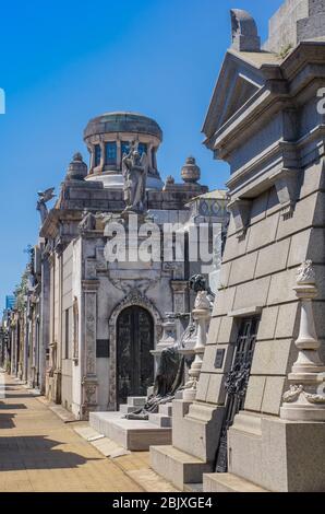 Cimitero la Recoleta. Buenos Aires, Argentina - Gennaio 28 2019. Il Cimitero di la Recoleta (in spagnolo: Cementerio de la Recoleta) è un cimitero situato in Foto Stock