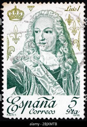 SPAGNA - CIRCA 1978: Un francobollo stampato in Spagna mostra Luigi i, re di Spagna, circa 1978 Foto Stock