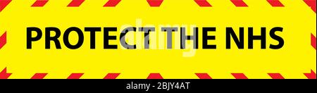 proteggere il banner giallo nhs con messaggio popolare durante la pandemia del virus corona buone misure preventive per fermare la diffusione del virus Illustrazione Vettoriale
