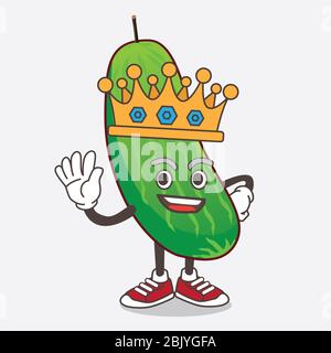 Un'illustrazione del personaggio della mascotte Cartoon di Cucumber stilizzato di King su disegno della mascotte cartoon Foto Stock
